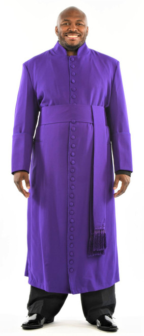 Men's 33-Button Roman Cassock & Cincture Set In Purple